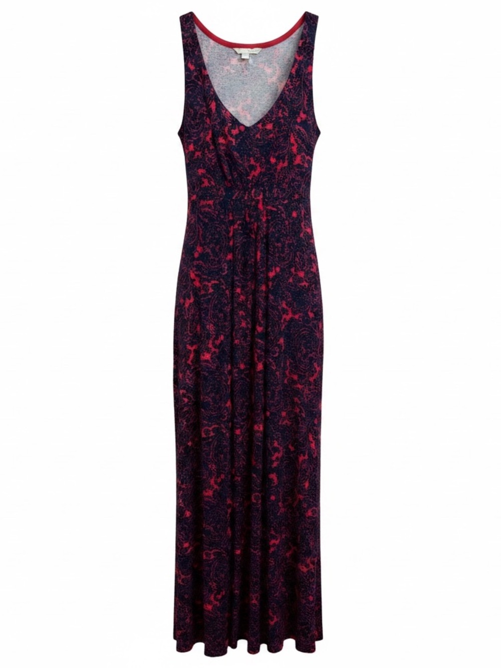 Boden Paisley Jersey Maxi Dress US 6 Navy Coral Pink Sleeveless